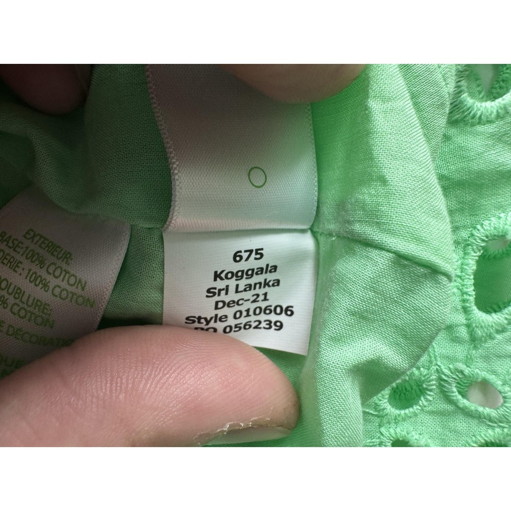 Lilly Pulitzer Bekah Dress Pinwheel Eyelet Patina Green Pom Pom Boho XS - Picture 9 of 9